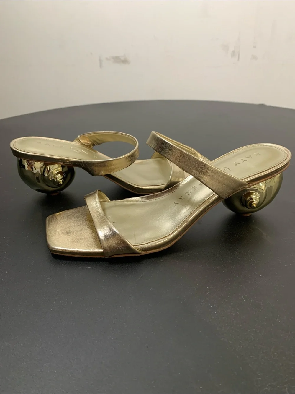 Katy Perry Collections Metallic Gold Sculptural Heel Sandals